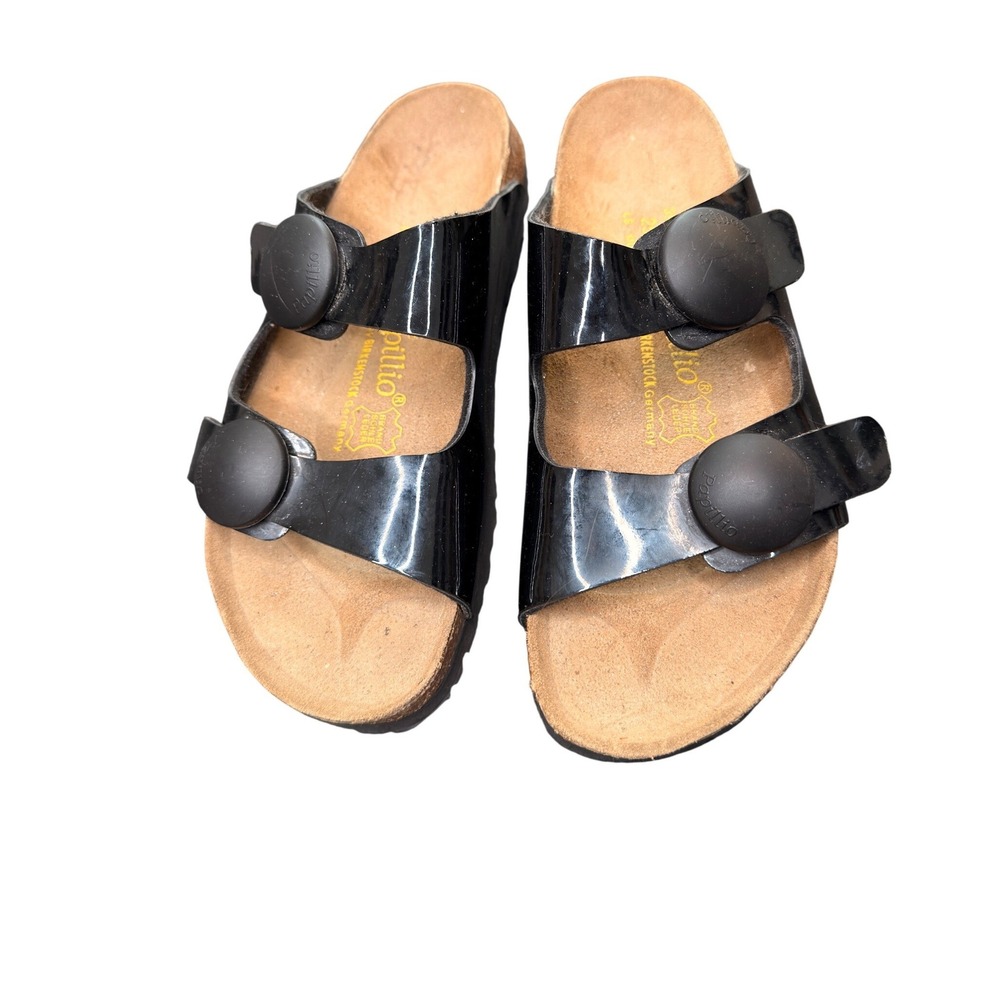 Birkenstock Papillio Patent Leather Double Strap Black Arizona Sandals 8 - 8 1/2